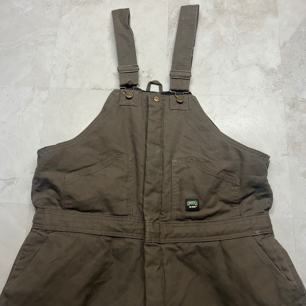 Key Imperial Insulated Bib Overalls Brown Mens XL Cotton Duck Workwear P0247